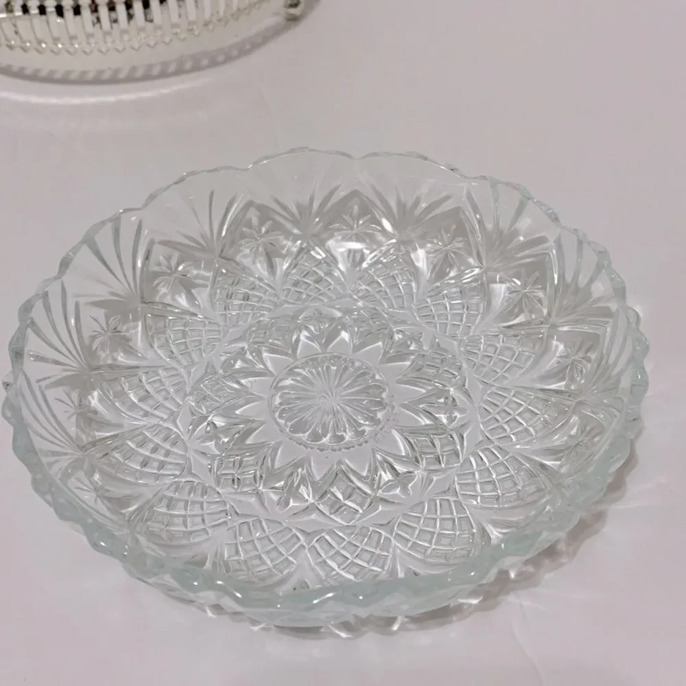 Silver Plated The Windsor Range Glass Bowl And Fork Set Mayfair London